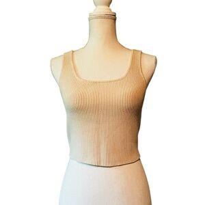 House of Harlow 1960 Tan Ribbed Crop Tank Top Size Medium
